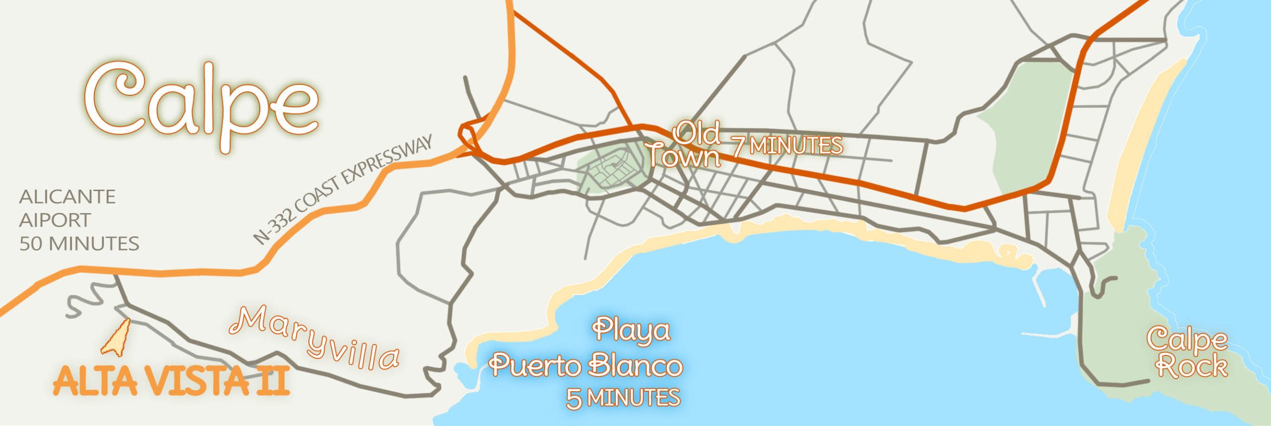 Map of Calpe on the Costa Blanca in Valencia and Alicante Spain!
